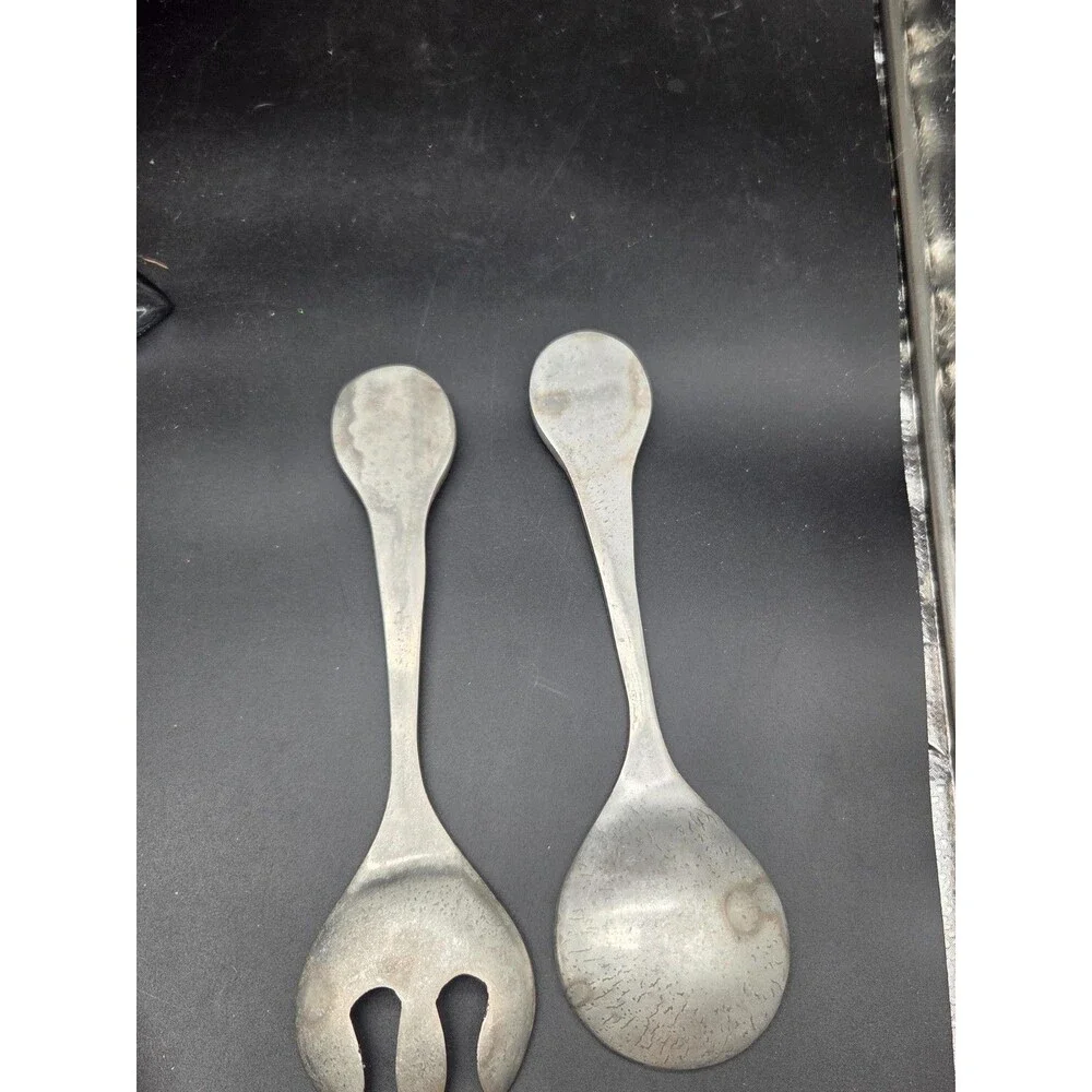 Albuhi Cast Aluminum Ceramic Salad Tossing Serving Set Fork Spoon Made in Mexico